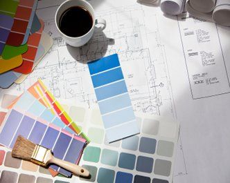 colorful palette on top of designs