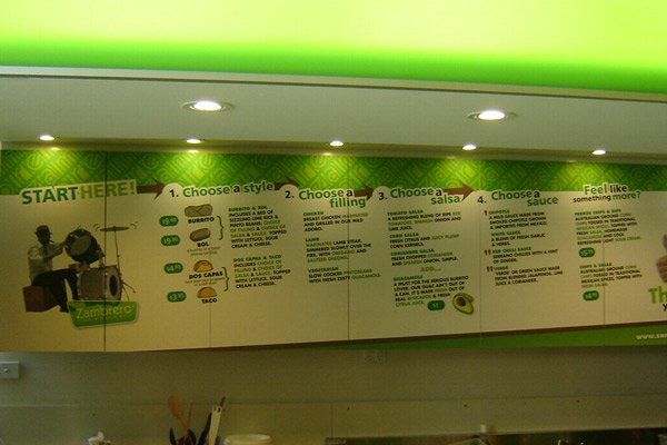 restaurant menu sign