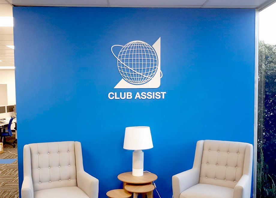 The reception area of a business that provides office signs around Adelaide